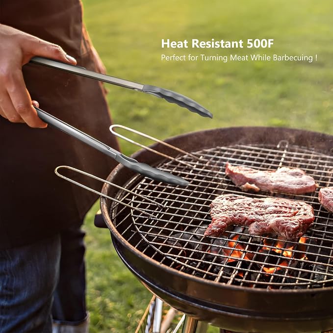 2 Pack Silicone Kitchen Tongs – 9" & 12" Set, Heat Resistant up to 500°F - Image 8