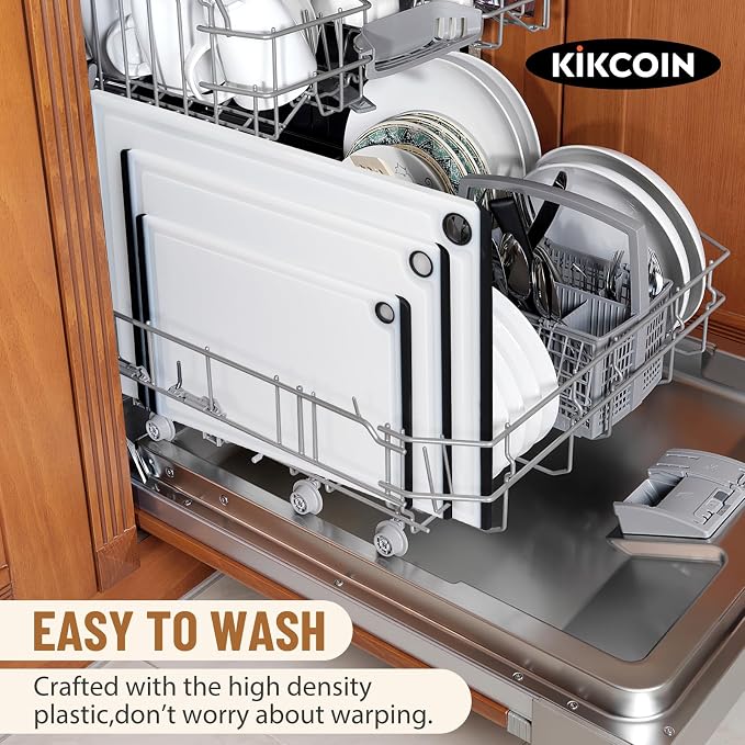 Kikcoin Plastic Cutting Boards for Kitchen, 3-Piece Large Cutting Board Set - Image 6