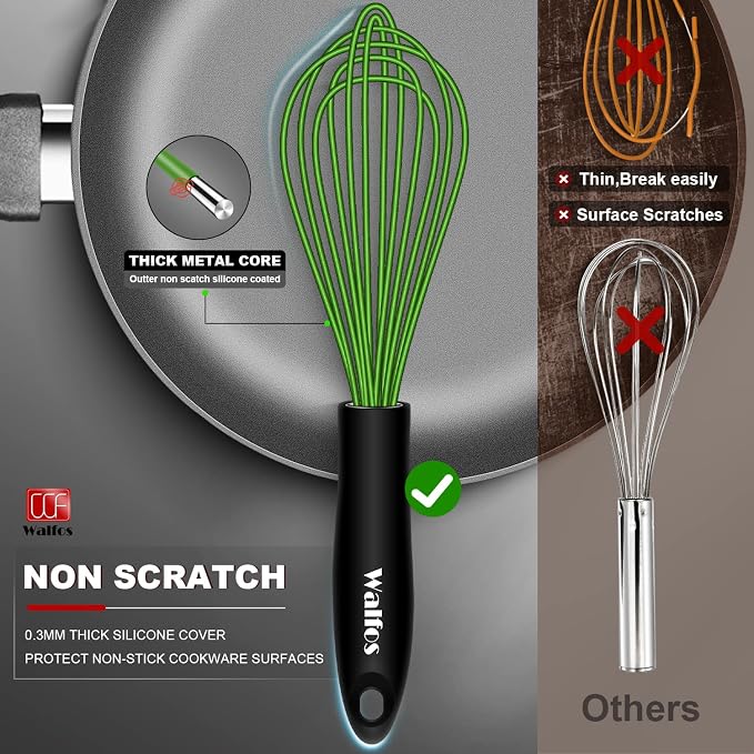 Walfos Silicone Whisk, Rubber Whisks - Image 5