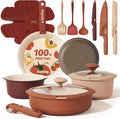 CAROTE 22 Pcs Non Stick Pots and Pans Set, Boho Ceramic Cookware Set Detachable by CAROTE
