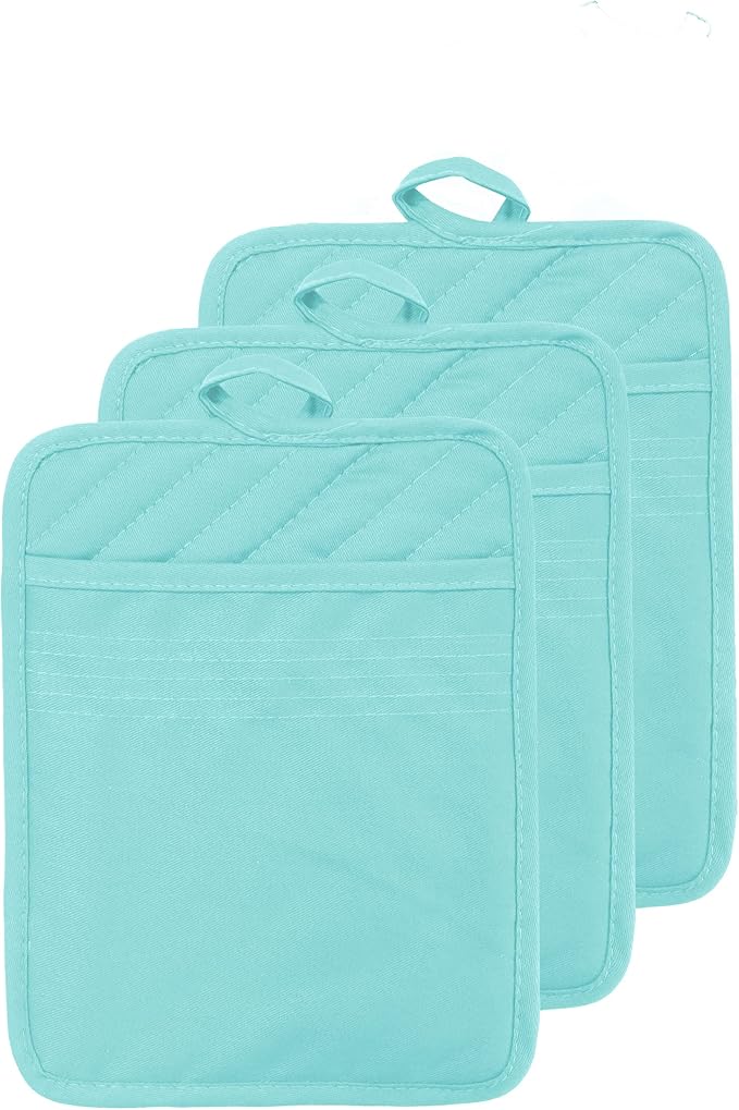 Oven Pot Holder with Pocket Cotton Heat Resistant Coaster Potholder Kitchen Hot by VEIKERY