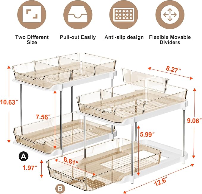Delamu 2-Tier Multi-Purpose Bathroom Under Sink Organizers and Storage - Image 2