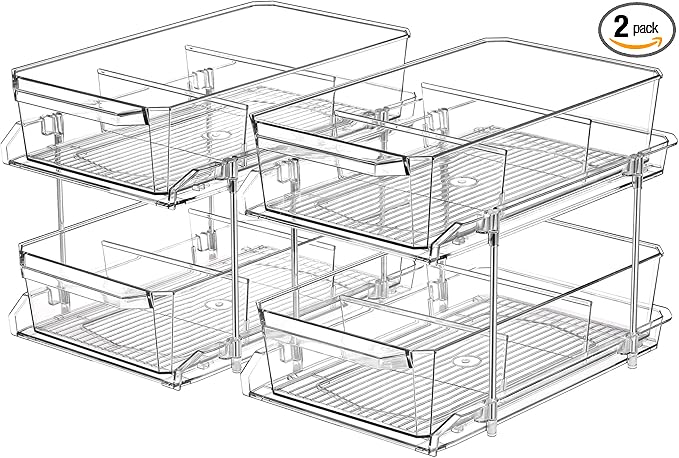 2 Set, 2 Tier Clear Organizer by MakeLifeBetterEasier