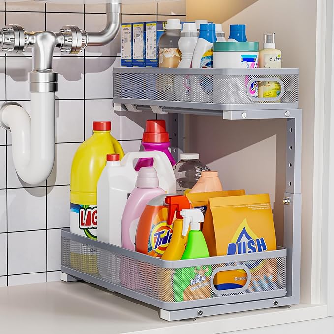Under Sink Organizer, High Adjustable 2 Tier Under Sink Organizers and Storage by Dolesman
