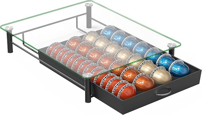 DecoBrothers Crystal Tempered Glass Vertuo Pod Holder Drawer, 28 Large or 56 - Image 8