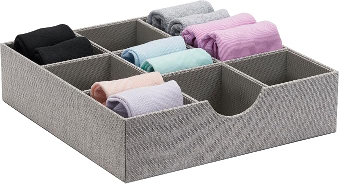 Household Essentials Grey 728-1 Deep 9 Section Drawer Organizer Box - Image 9