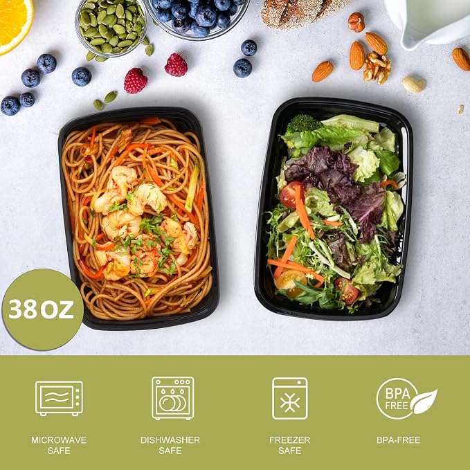 Ezalia 30 Pack Meal Prep Containers 38oz, Plastic To Go Food Containers - Image 2