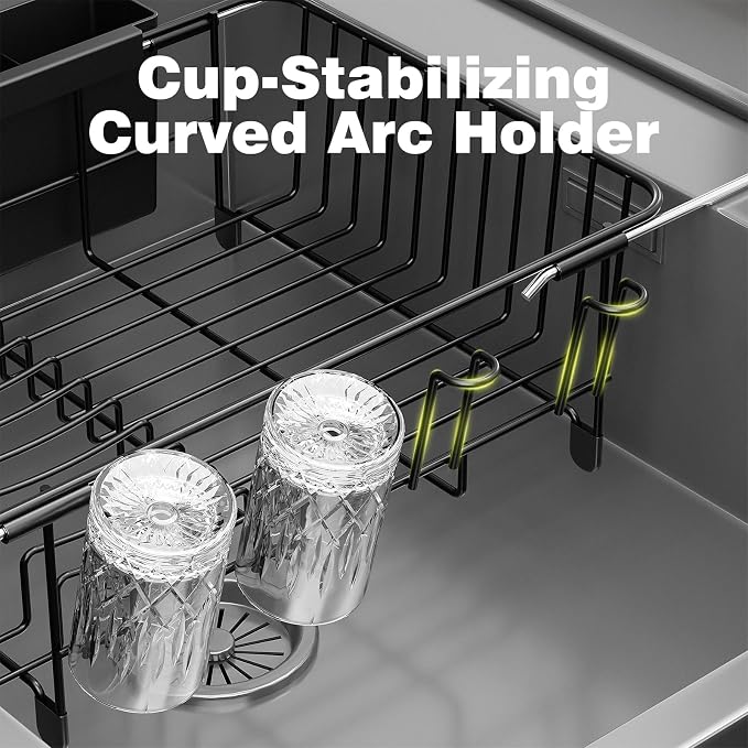 Dish Drying Rack in Sink: Expandable, 3-Slot Utensil Holder, Anti-Slip Handle. - Image 5