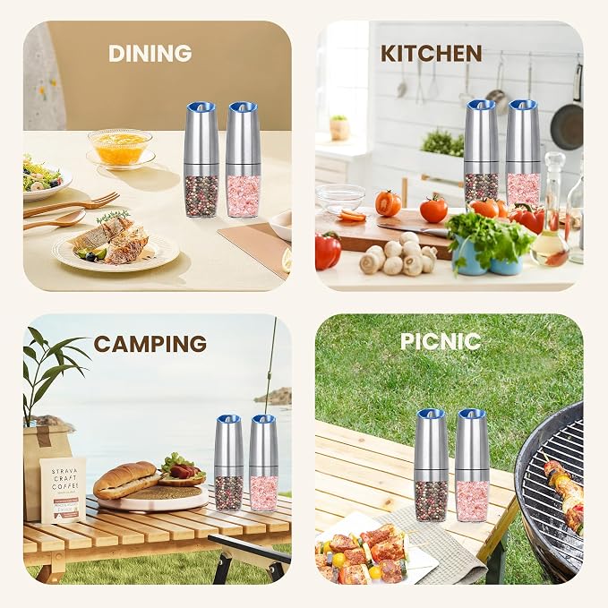Gravity Electric Salt And Pepper Grinder Set, Automatic Salt And Pepper Grinder - Image 7