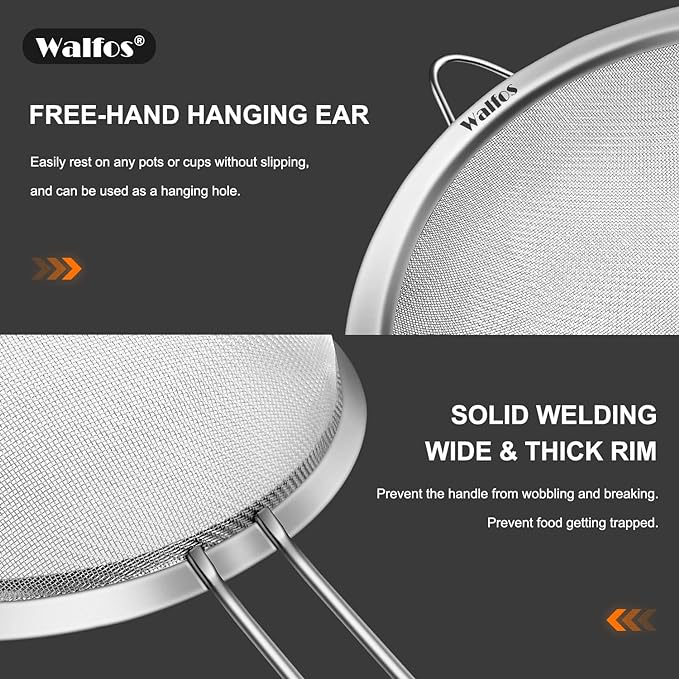 Walfos Small Fine Mesh Tea Strainer, Mini Stainless Steel Sieve - Image 8