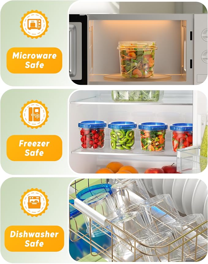 BiuLeon 12 Pack-24 oz Freezer Storage Containers, Plastic Food Storage - Image 4