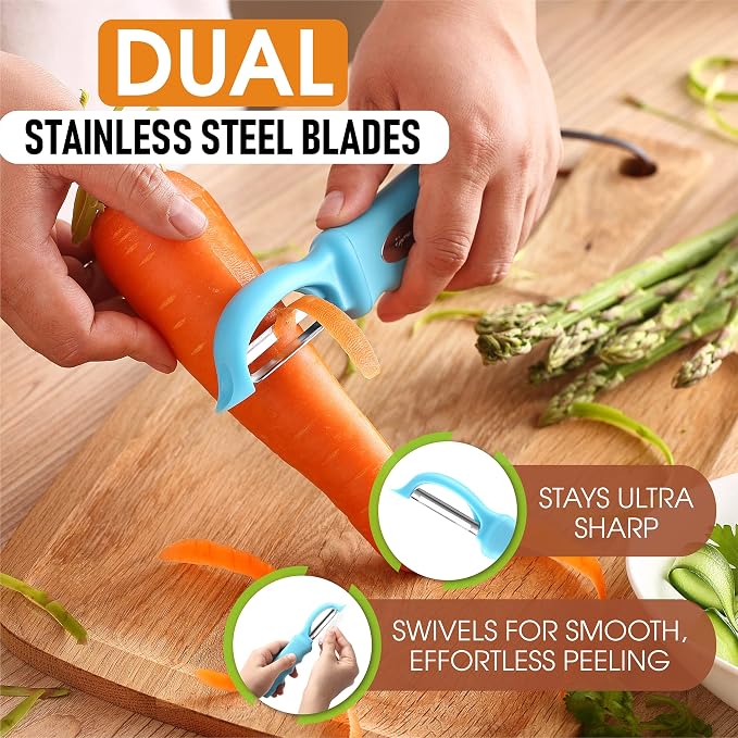 Spring Chef Premium Swivel Vegetable Peeler, Soft Grip Handle and Ultra Sharp - Image 2