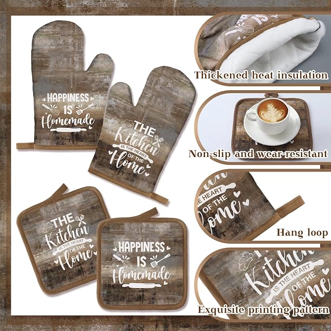 Leinuosen 8 Pcs Kitchen Towels and Oven Mitts Sets Pot Holders Dishcloths Set - Image 6