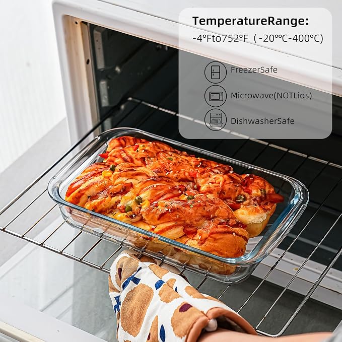 3 Pack High Borosilicate Glass Baking Dishes - Image 2