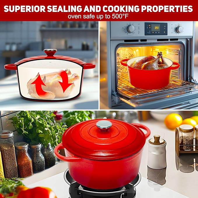5QT Enameled Cast Iron Dutch Oven - Image 4