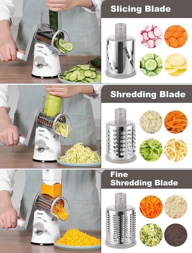 Geedel Rotary Cheese Grater Vegetable Shredder - Image 4