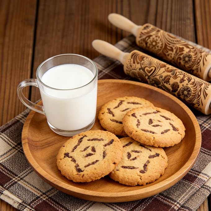 2 Pack Wooden Embossed Rolling Pin - Image 5