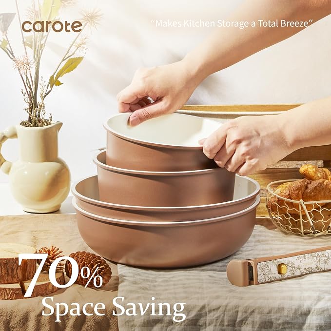 CAROTE 25-Piece Ceramic Cookware Set, Nonstick Pots and Pans Set - Image 6