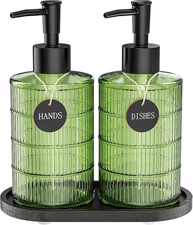 MASADI Soap Dispenser Set with Bamboo Tray, Dish and Hand Soap Lotion Dispenser by masadi