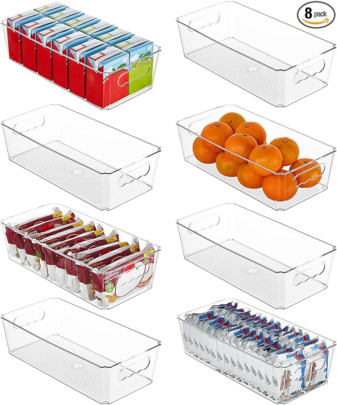 Vtopmart 8pcs Clear Organizers and Storage Bins, Plastic Storage Containers by Vtopmart