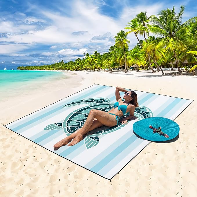 HIHOHO Beach Blanket Waterproof Sandproof Extra Large Beach Mat 79" X - Image 5