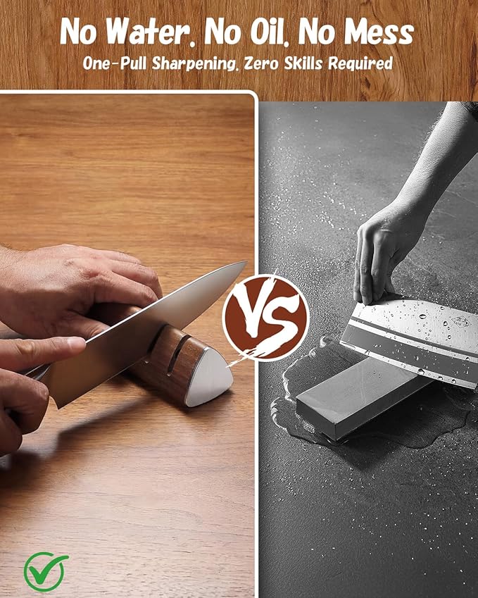 PAUDIN Walnut Knife Sharpener – 2-Stage Sharpening - Image 4
