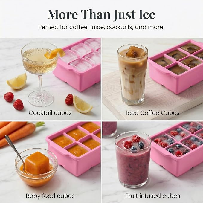 KitchFort Large Silicone Ice Cube Tray, Easy Release 2" Big Ice Cubes - Image 7