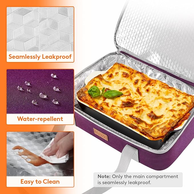Lifewit Insulated Double Decker Casserole Carrier, Expandable Lasagna Lugger - Image 5