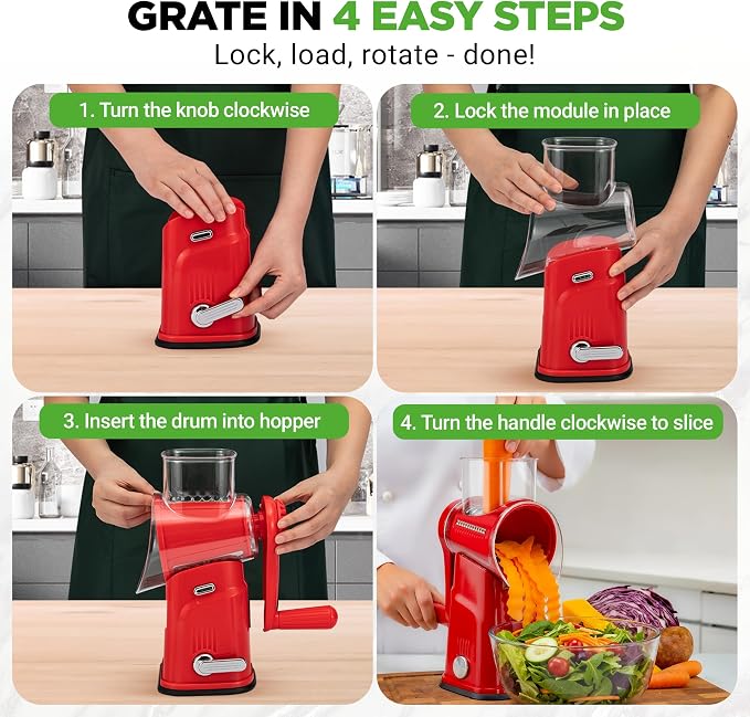 NutriChef 5 in 1 Cheese Grater & Shredder | 5 Different Blades - Image 2