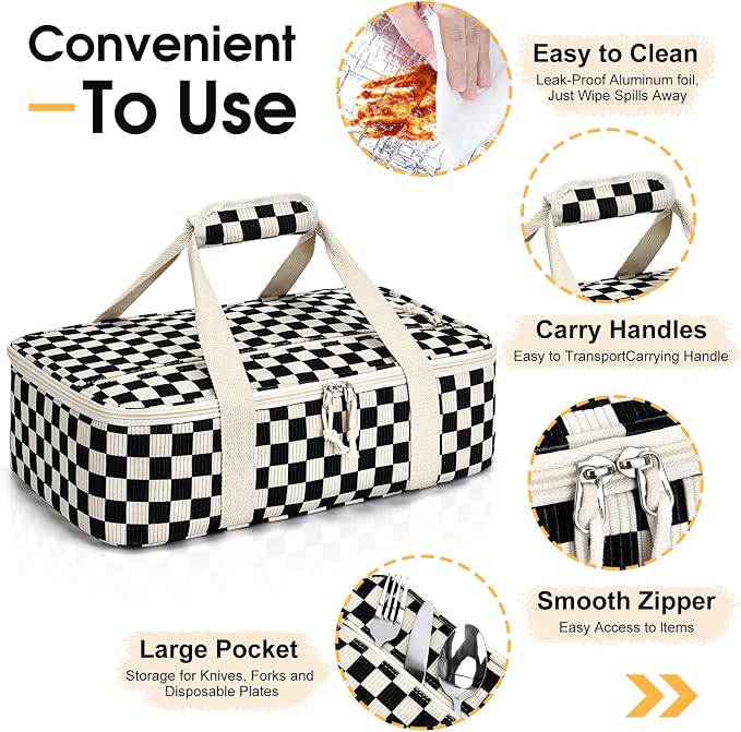 Corduroy Casserole Carrier, Insulated Lasagna Lugger - Image 3