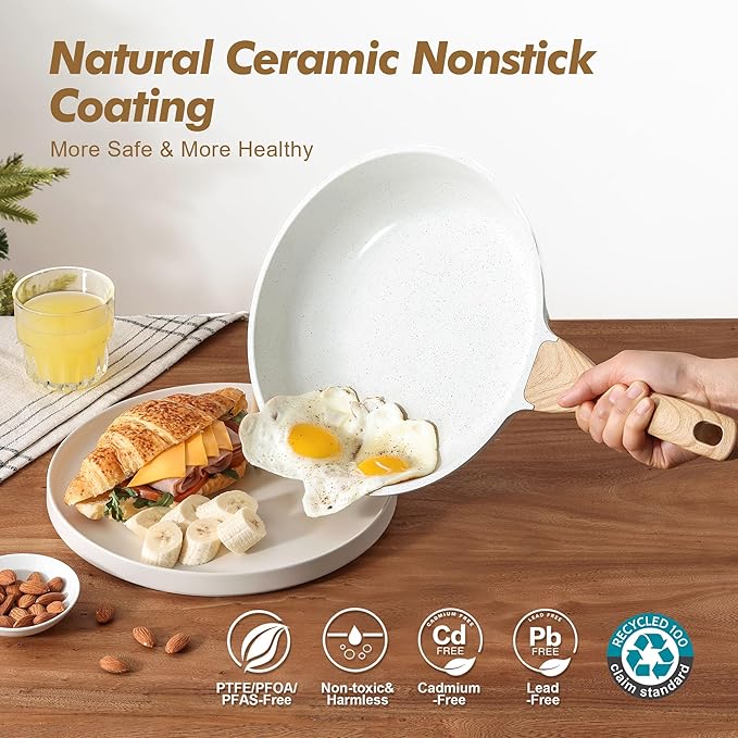 SENSARTE Nonstick Frying Pan Skillets, Ceramic Coating Omelette Pans, Healthy - Image 3
