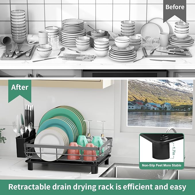 MOUKABAL Dish Drying Rack, Dish Rack, Stainless Steel Dish Racks - Image 7
