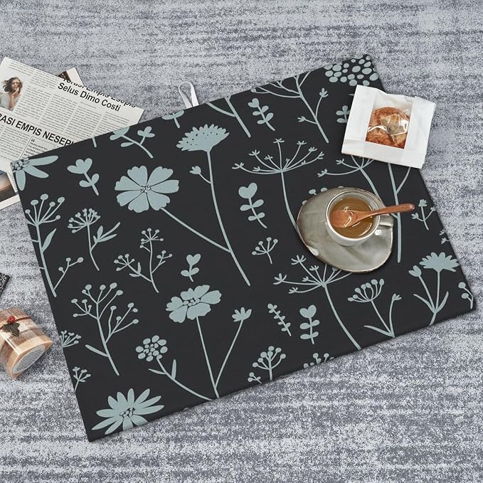 Gray Flower Dish Drying Mats for Kitchen Counter, Large 18"x24" Dish Mats for - Image 8