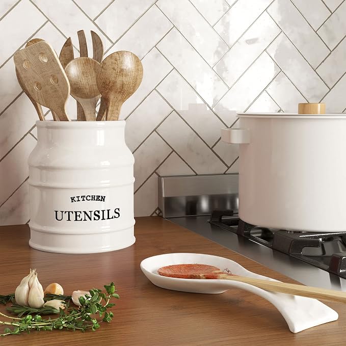 Barnyard Designs Ceramic Farmhouse Utensil Holder - Image 3