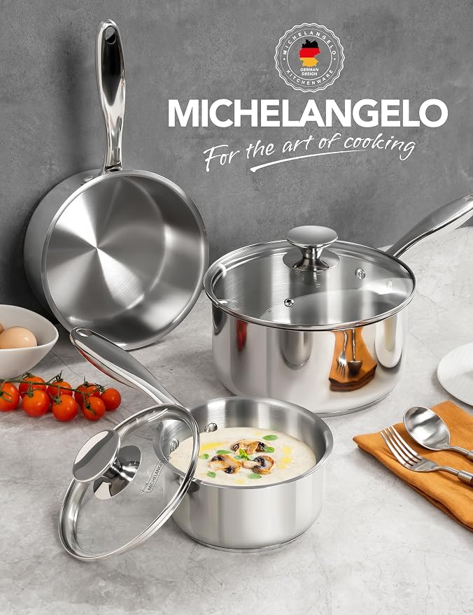 MICHELANGELO Stainless Steel Sauce Pan Set - Image 7