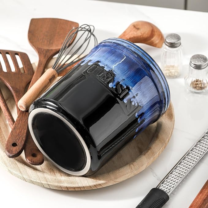 KOOV Cooking Utensil Holder, Large Ceramic Utensil Crock, Deep and Stable - Image 8