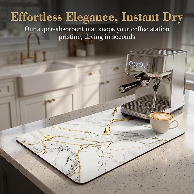 Coffee Mat or Dish Drying Mat Super Absorbent Drying Marble pattern Mat - Image 7