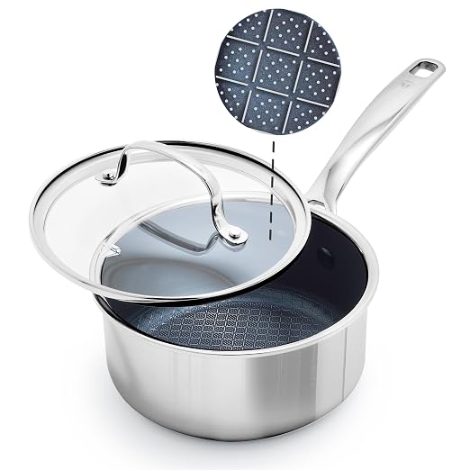 Blue Diamond Hybrid Nonstick Stainless Steel 1.57QT Saucepan by BlueDiamondCookware