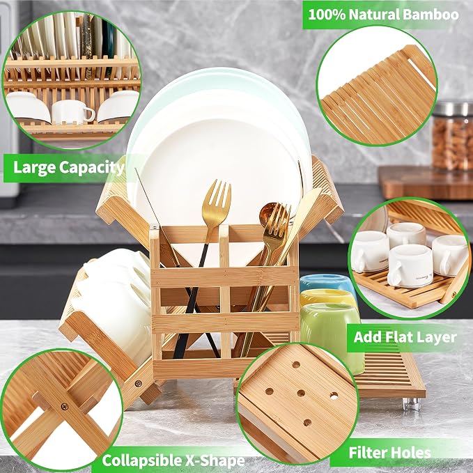 NOVAYEAH Bamboo Dish Drying Rack - Image 4