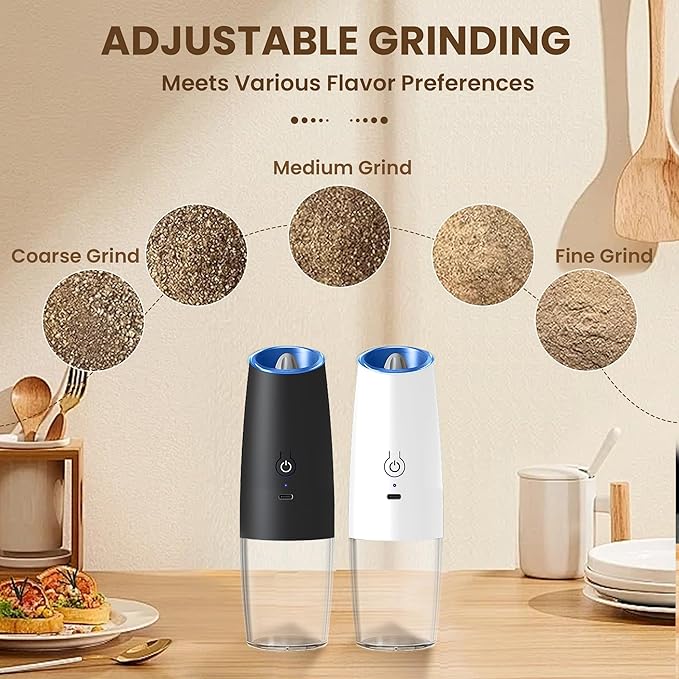 Rechargeable Electric Salt And Pepper Grinder Set, Automatic Gravity Electric - Image 3
