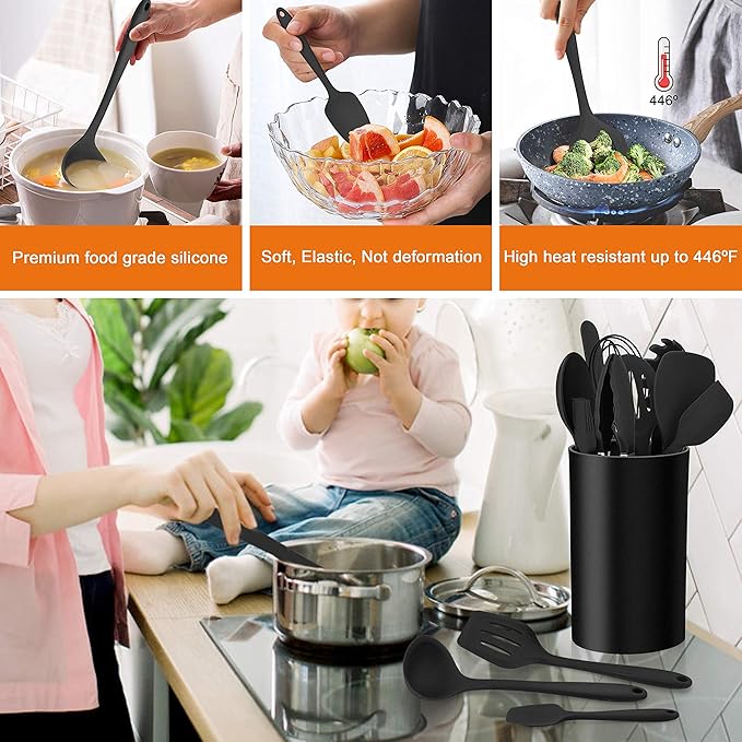 LIANYU 14 Pcs Silicone Kitchen Utensils Set - Image 3