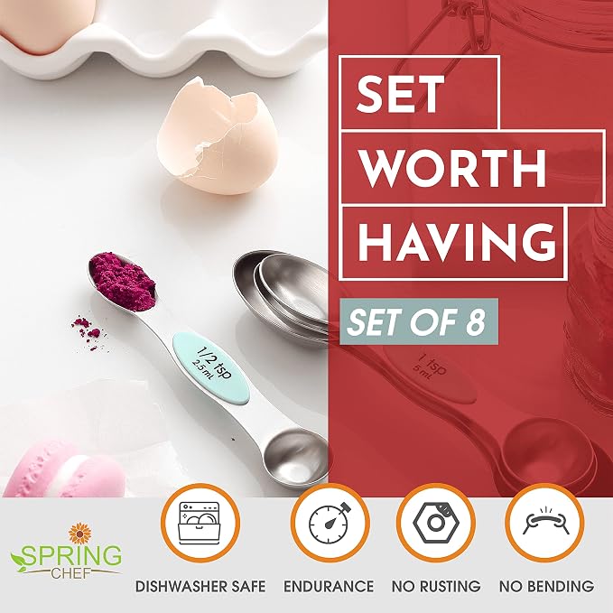 Spring Chef Stainless Steel Magnetic Measuring Spoons Set of 8 - Image 3