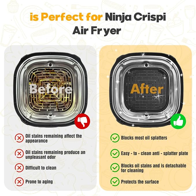 2 PCS Silicon Splatter Shield for Ninja Crispi Air Fryer Heat-Resistant Splash - Image 3