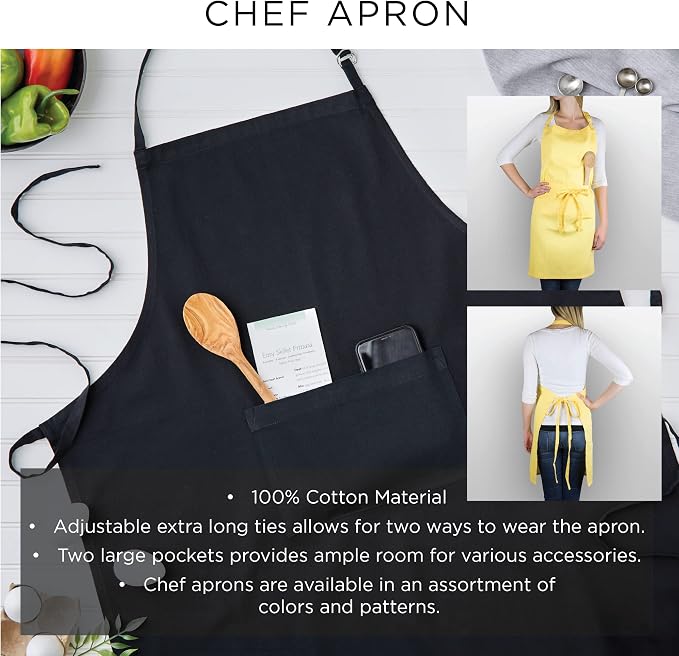 DII 100% Cotton Solid Chambray Kitchen Set, Chef Apron, 1 Piece - Image 9