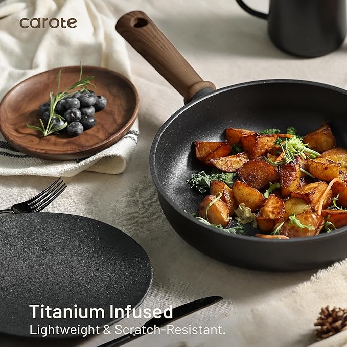 CAROTE Nonstick Pots and Pans, Induction Titanium Cookware Set 16pcs Kitchen - Image 6