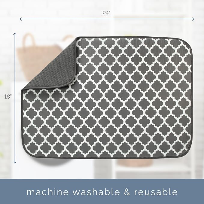 S&T INC. Dish Drying Mat XL, 18” x 24”, Absorbent Microfiber Kitchen Counter Mat - Image 6