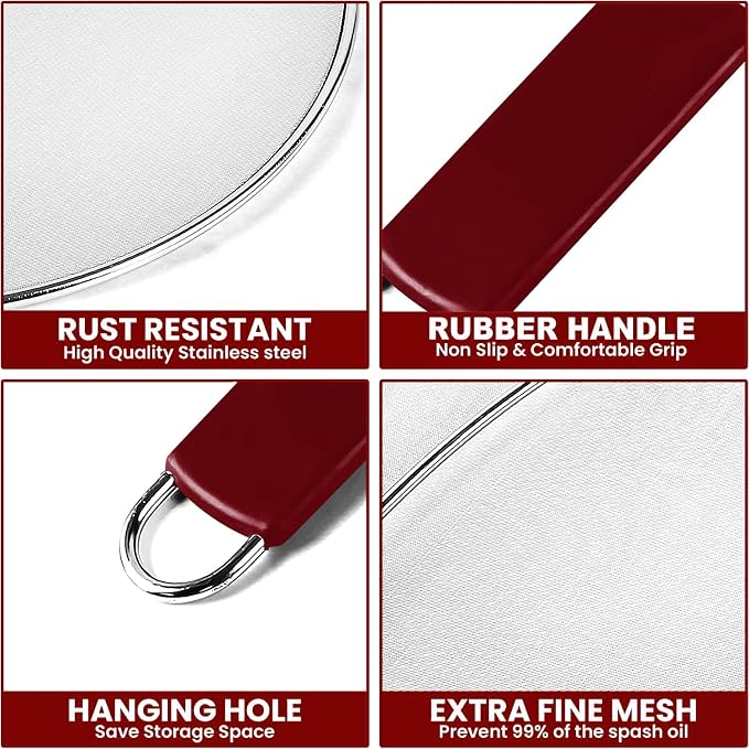13" Grease Splatter Screen for Cooking | Stainless Steel Oil Splatter Guard and - Image 6