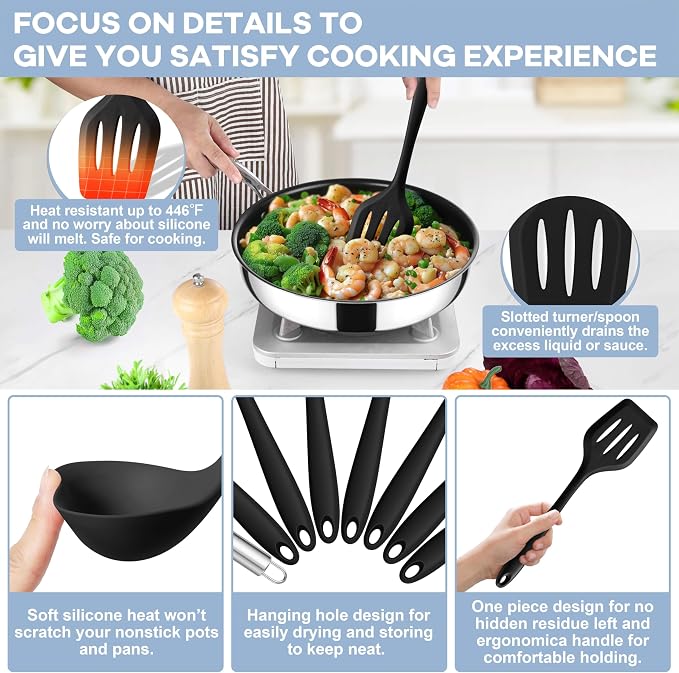 TeamFar 8 PCS Silicone Cooking Utensils - Image 3
