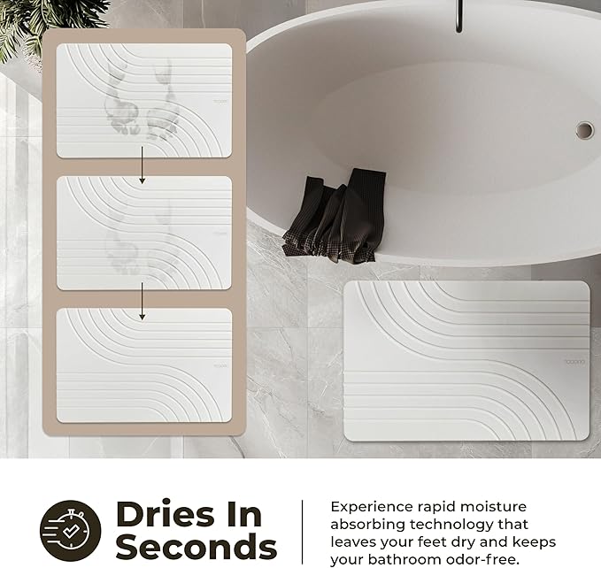 TOSORO - Stone Bath Mat Diatomaceous Earth Shower Mat Non-Slip Super Absorbent - Image 3