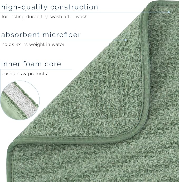 S&T INC. Dish Drying Mat, 16” x 18”, Absorbent Microfiber Kitchen Counter Mat - Image 3